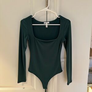 Leith Dark Green Long Sleeve Bodysuit